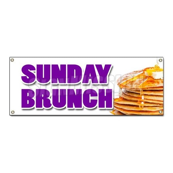 SUNDAY BRUNCH BANNER SIGN breakfast lunch champagne buffet egg benedict